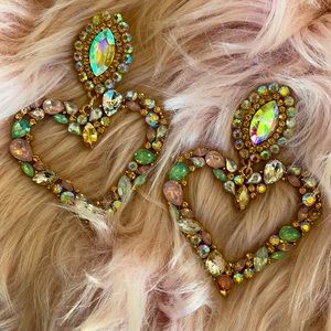 Rhinestones heart earrings
